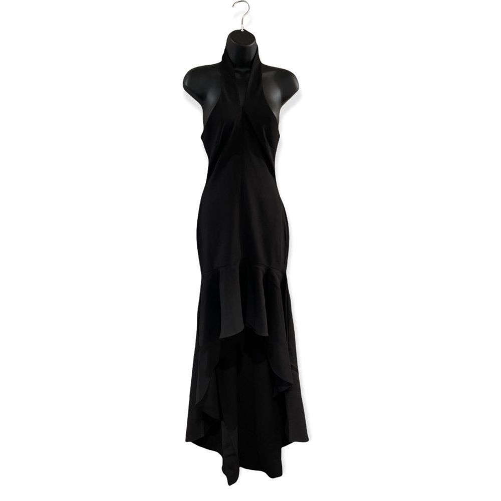 NWT! Likely x Revolve Formal Black High Low Jenny Formal Ruffle Halter Maxi Gown - Picture 12 of 14
